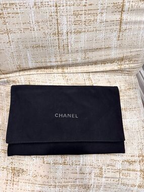 CHANEL Black Fold-Over Logo Pouch